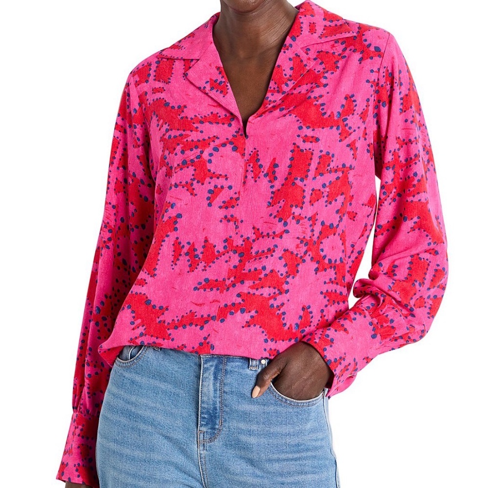 Bloomingdale’s NIC+ZOE Pink and Red Patterned Blouse